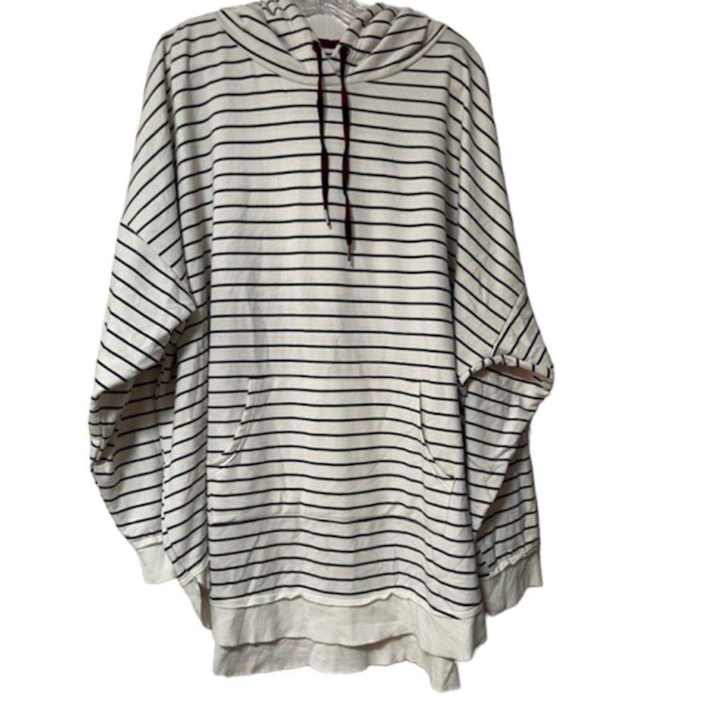 Maurice’s Black & White Pullover Striped Hooded Top Womens Size 4XL Oversized